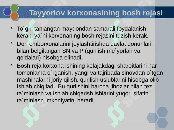 Don omborlari va elevatorlarning qurilish maydoniga qo'yilgan talablar 8