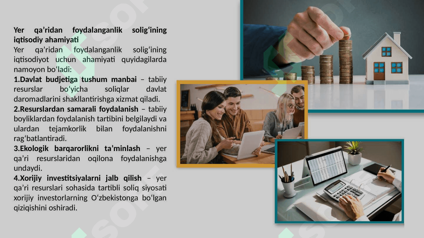 Mavzu: Yer qaʼridan foydalanganlik uchun soliqning toʻlovchilar tarkibi 6