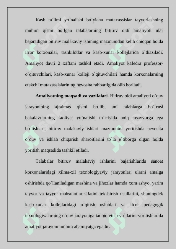 Malakaviy amaliyot talablari va bitiruv malakaviy ishlarni bajarish tartibi 2