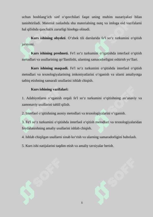 Fe'l soʻz turkumini oʻrgatishda interfaol metodlardan foydalanish kurs ishi 5
