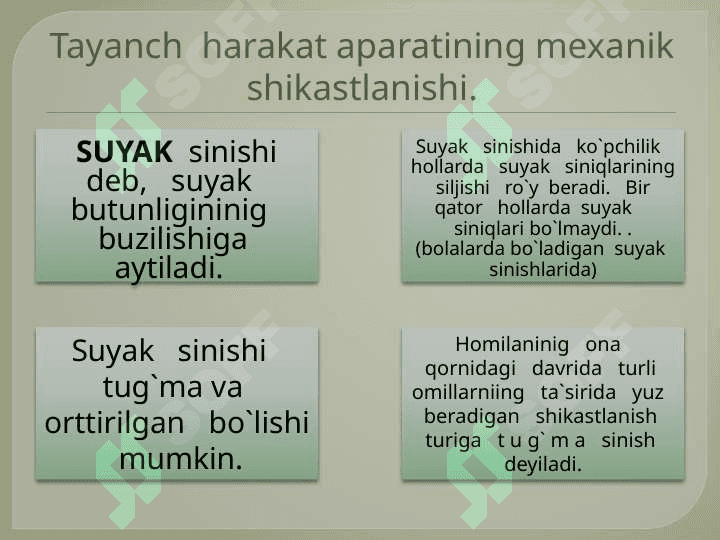 Tayanch  harakat aparatining mexanik shikastlanishi 2
