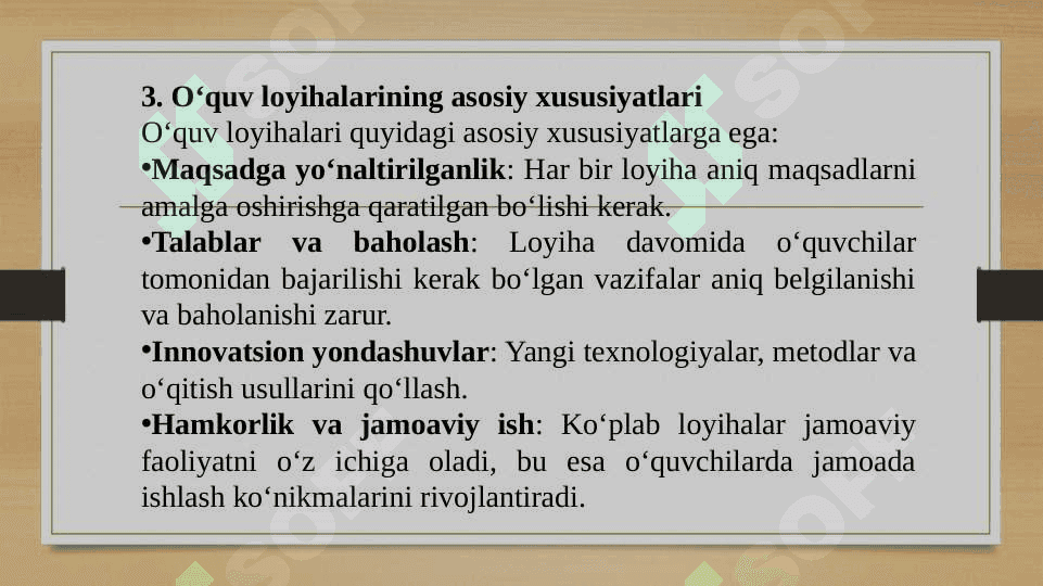 Pedagogik jarayonni loyixalash, o’quv loyihalarini yaratishning pedagogik imkoniyatlari. 8