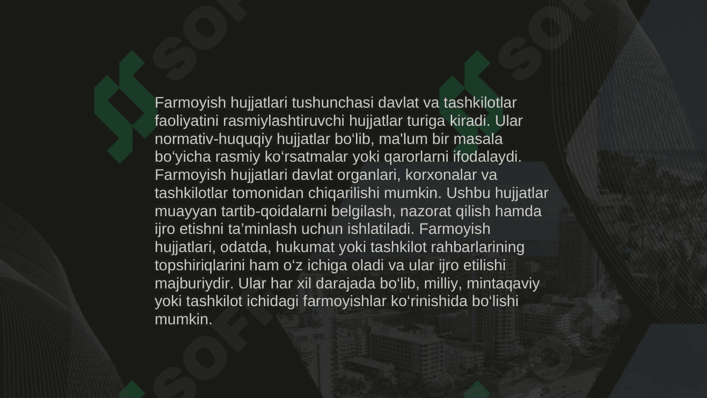 Farmoyish hujjatlar va ularning turlari. Ma‘lumot-axborot hujjatlari 3