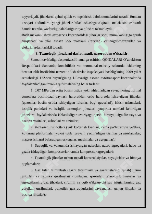 Texnologik jihozlarga texnik xizmat ko’rsatish, ta’mirlash tizimi 3