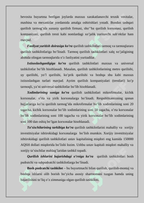 Qurilish tashkilotlari hisob siyosatining xususiyatlari 4