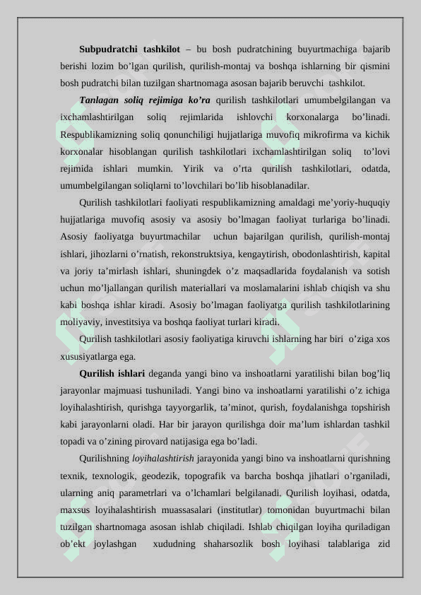 Qurilish tashkilotlari hisob siyosatining xususiyatlari 5