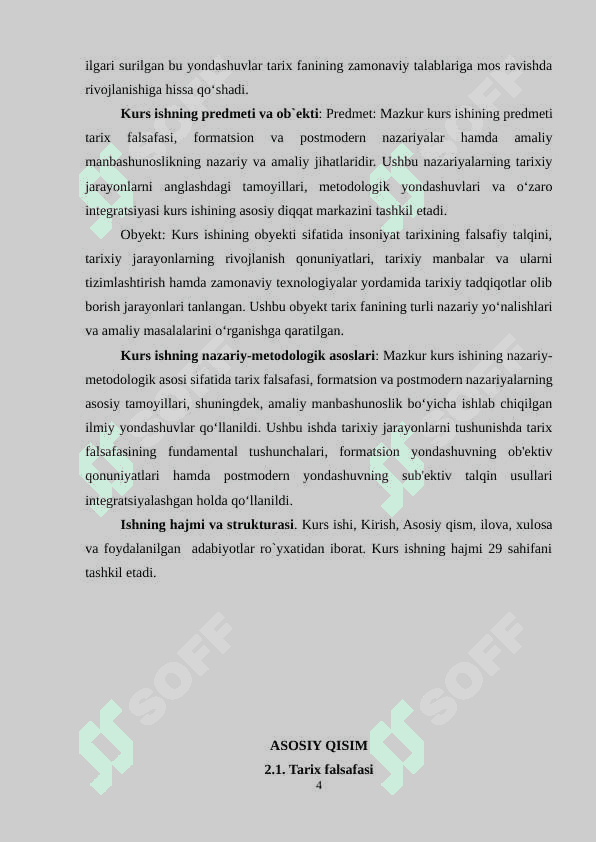Tarixiy nazariya va amaliy manbashunoslik kurs ishi 4