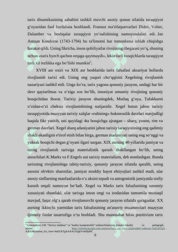 Tarixiy nazariya va amaliy manbashunoslik kurs ishi 6