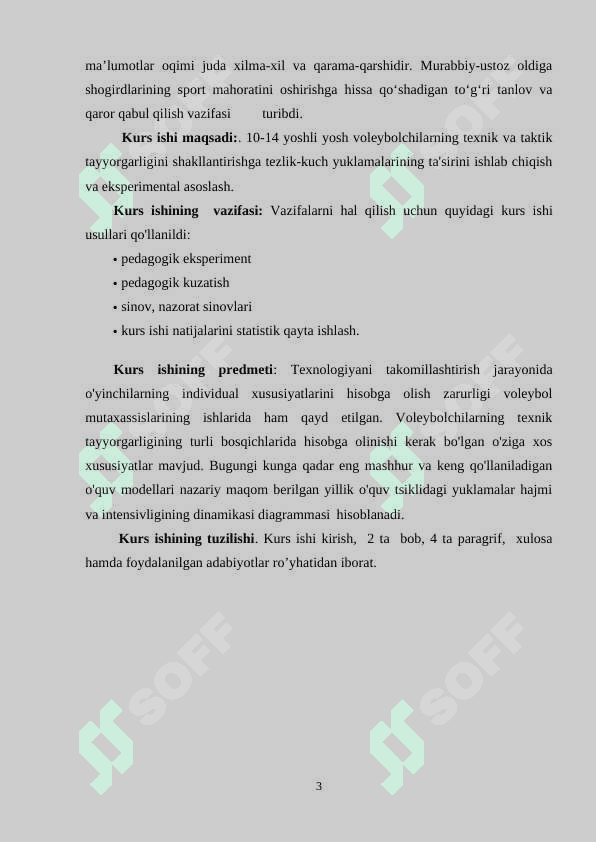 VOLEYBOLCHILARNING O'QUV MASHG'ULOTI YIG'INLARINI O'TKAZISH TARTIBI VA QOIDALARI 3