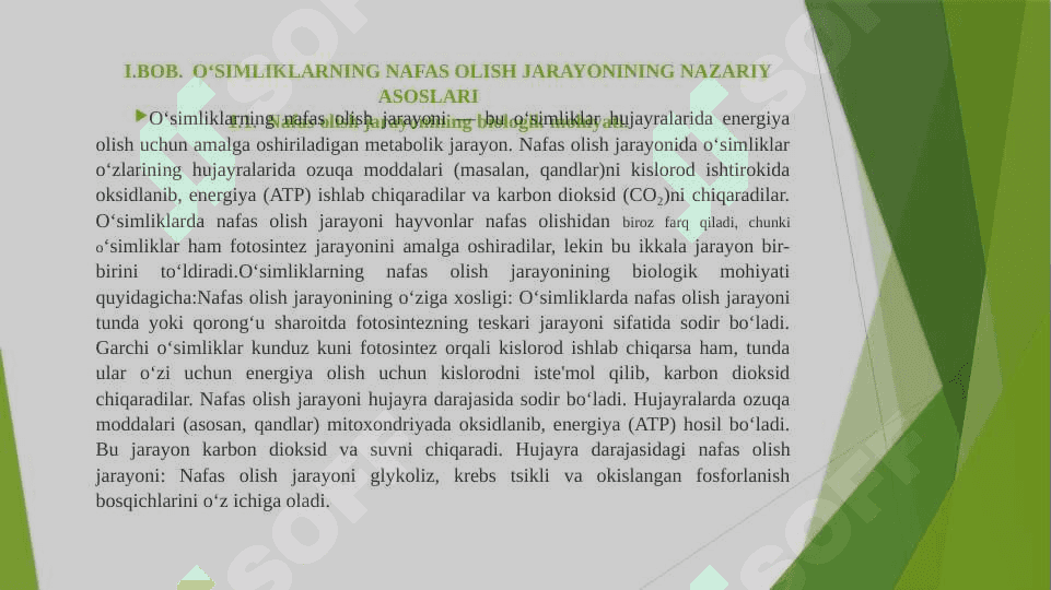 O`simliklarning nafas olishi 3