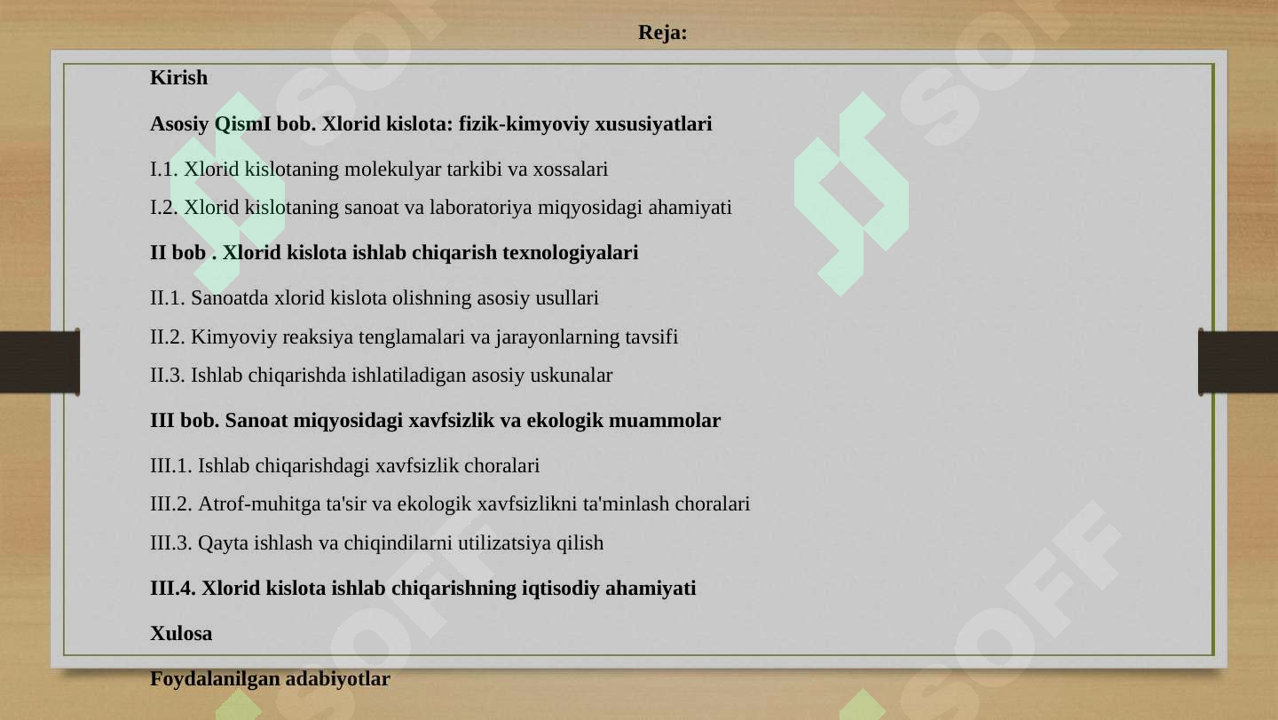 Xlorid kislota ishlab chiqarish sanoati 2
