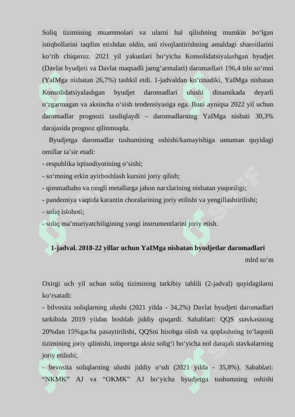 Soliq munosabatlarining sub'yektlari ularning huquqlari va majburiyatlari. 2