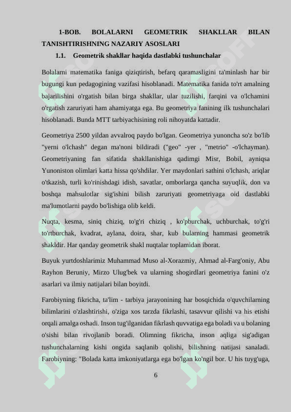 maktabgacha yoshdagi bolalarda predmetlar shakli va geometrik figuralarni idrok qilishni o`ziga xos  xususiyatlari 6