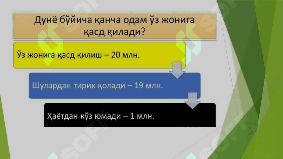 Suitsid tushunchasi, turlari, xavf omillari, profilaktika choralari 3
