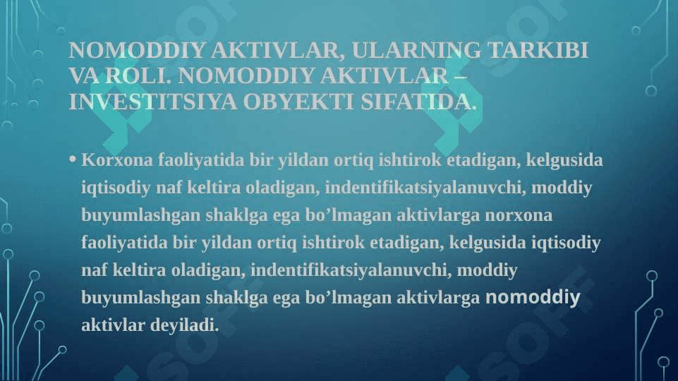 Nomoddiy aktivlarga safarbar etiladigan investitsiyalarni moliyalashtirish 2