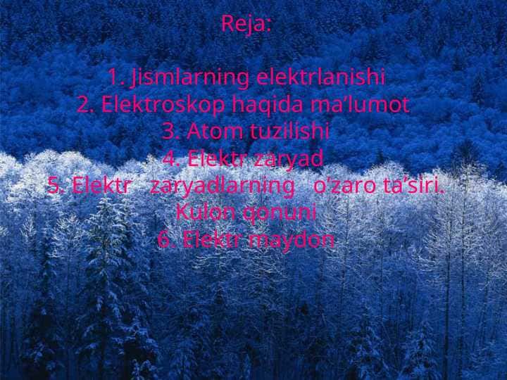 Elektr maydoni. Elektr zaryadlar