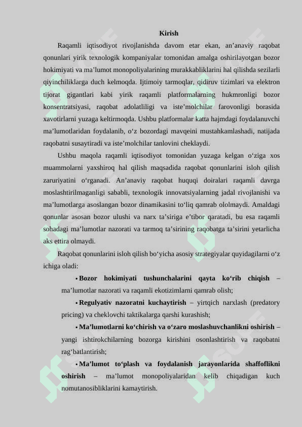 RAQAMLI SHAROITIDA MONOPOLIYAGA QARSHI BOSHQARUVNI TAKOMILLASHTISHISH 2