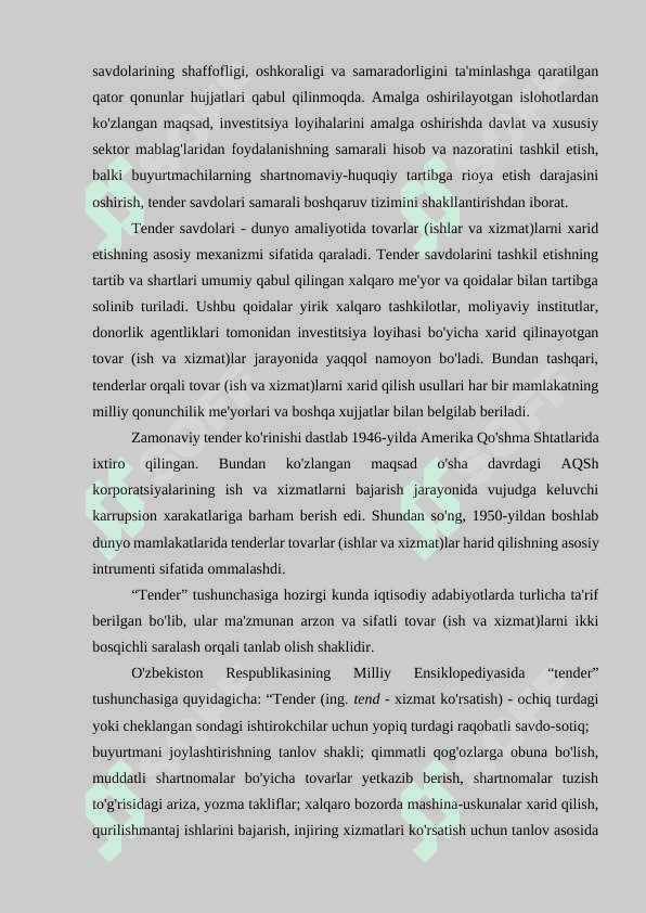 INVESTITSIYA LOYIHALARI BO'YICHA TENDERLARNI TASHKIL ETISH MEXANIZMI 6