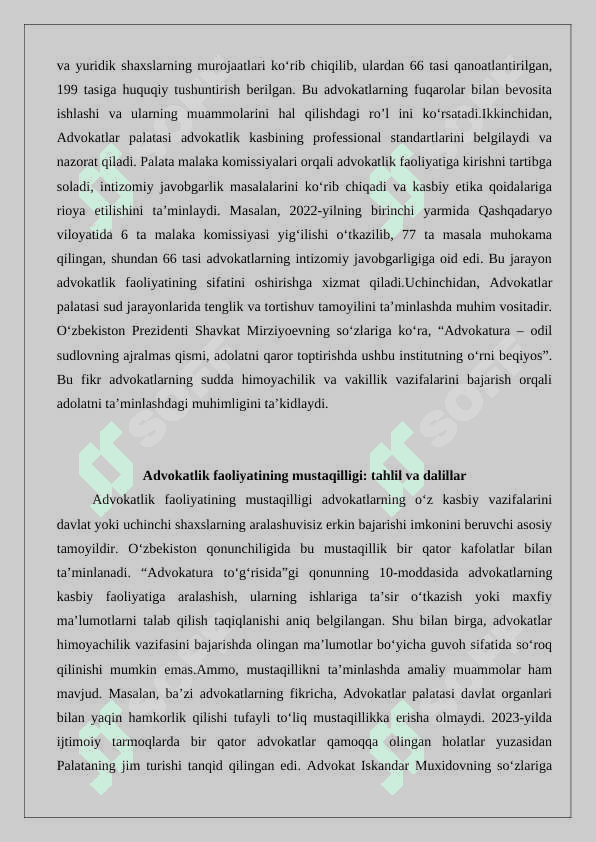 O‘zbekiston respublikasi advokatlar palatasining huquqiy maqomi 4