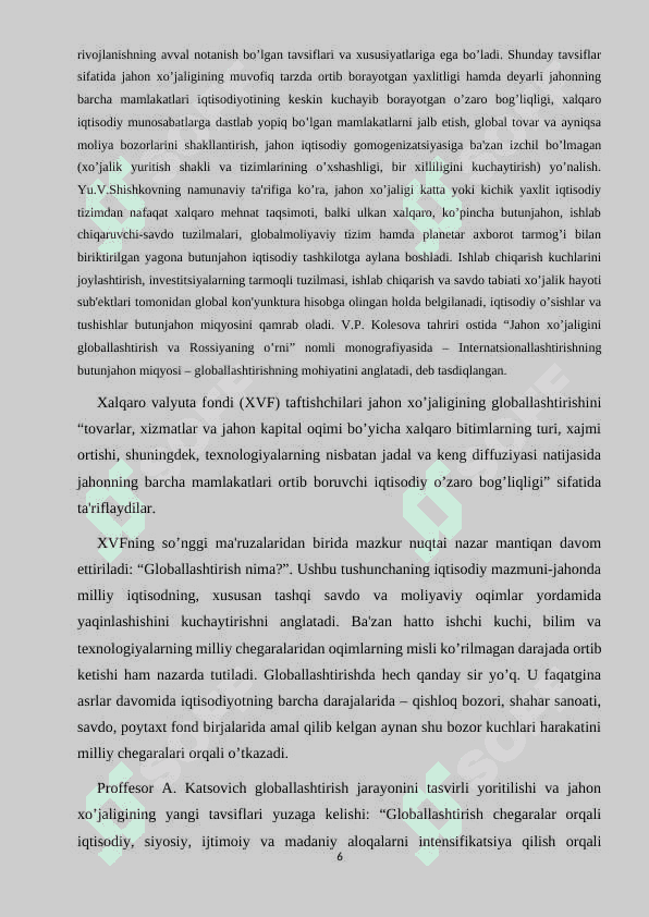 Jahon xo`jaligida innovatsion jarayonlarni rivojlantirishda globalizatsiyaning roli 6
