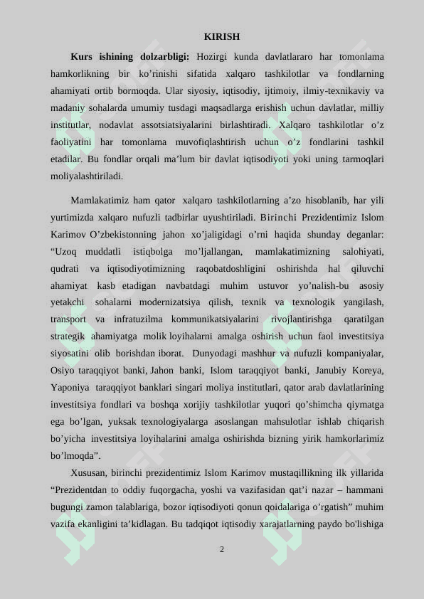 Iqtisodiy rivojlanishning umumjahon tomonlari va ishlab chiqarishning integratsiyalashuvi. 2