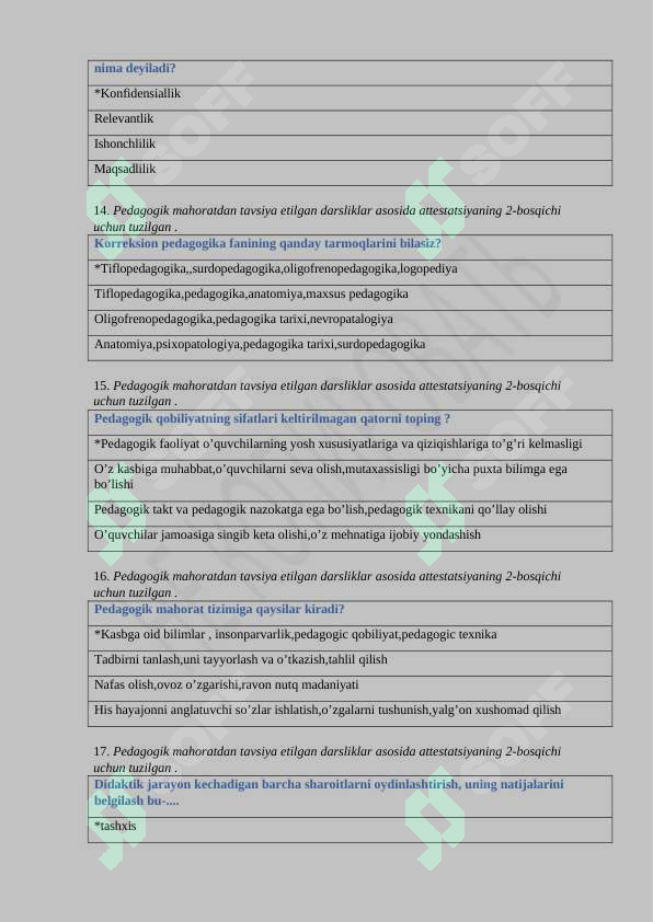 pedagogik mahorat testlari 5