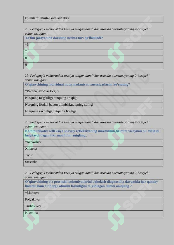 pedagogik mahorat testlari 8