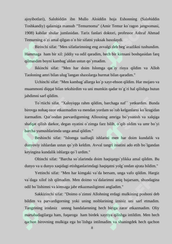 AMIR TEMURNING ODOB AXLOQ TO'G'RISIDAGI O'GITLARI 8