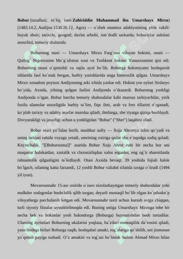 Zahiriddin Muhammad Boburning hayot yo'li 2
