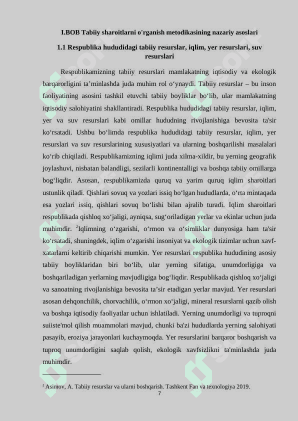 Respublikamizning tabiiy sharoitini o'rganish metodikasi 7