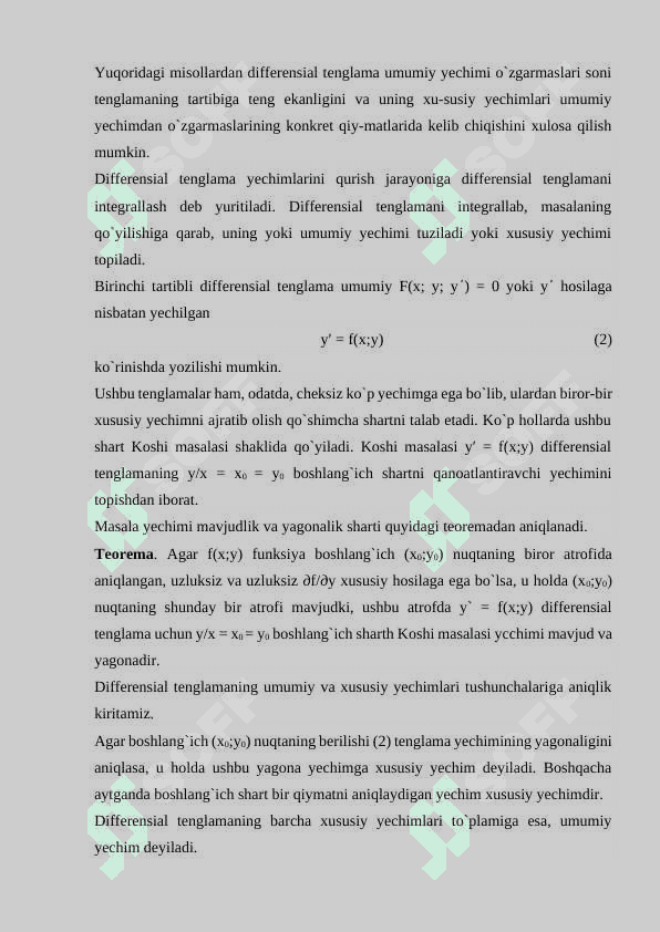 Oddiy diffrensial tenglamalar 5