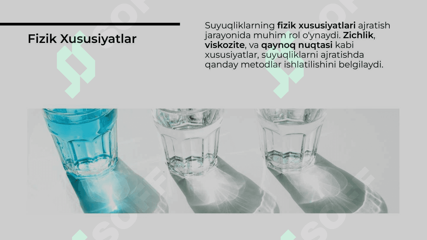 Turli jinsli suyuqlik sistemalari ajratish jarayoni va qurilmalari hisoblash 6
