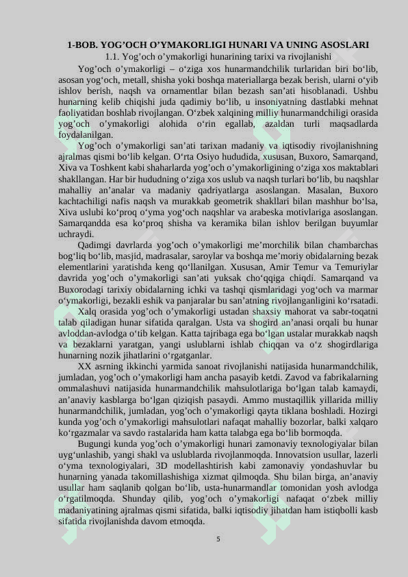 TEXNOLOGIYA FANIDA YOG’OCH O’YMAKORLIGI HUNARINI ORGATISH METODIKASI 5