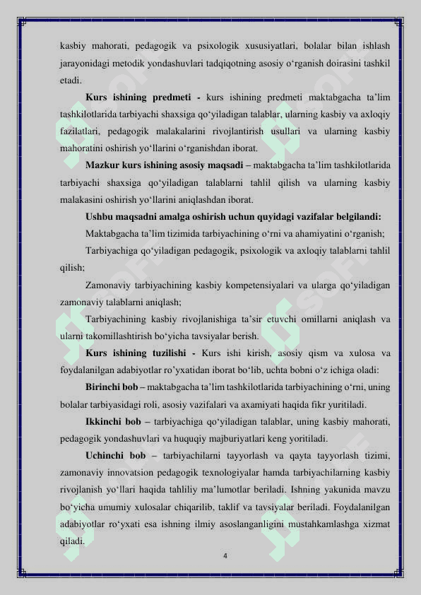 Maktabgacha ta'lim tashkiloti tarbiyachi shaxsiga qoʻyiladigan talablar 4