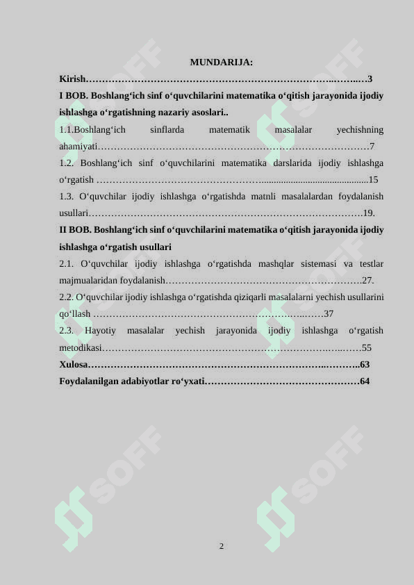 BOSHLANG‘ICH SINFLARDA MATЕMATIKADAN O‘QUVCHILARNI IJОDIY ISHLASHGA O‘RGATISH MЕTОDIKASI 2