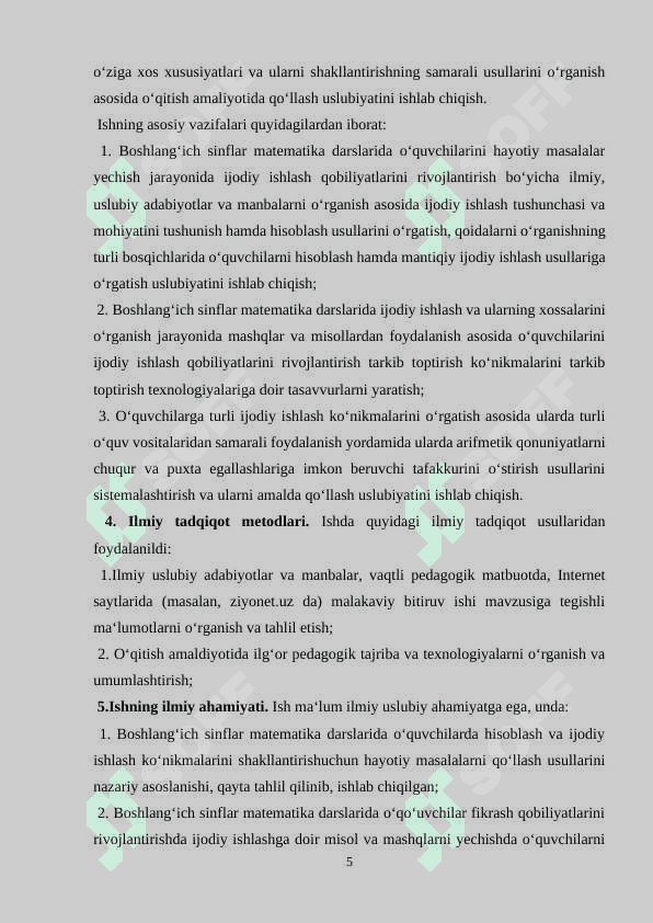 BOSHLANG‘ICH SINFLARDA MATЕMATIKADAN O‘QUVCHILARNI IJОDIY ISHLASHGA O‘RGATISH MЕTОDIKASI 5