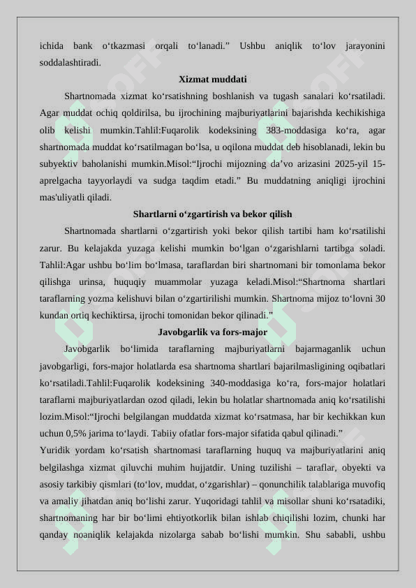 Yuridik yordam ko‘rsatish to‘g‘risidagi shartnomaning mazmun-mohiyati. 25 8