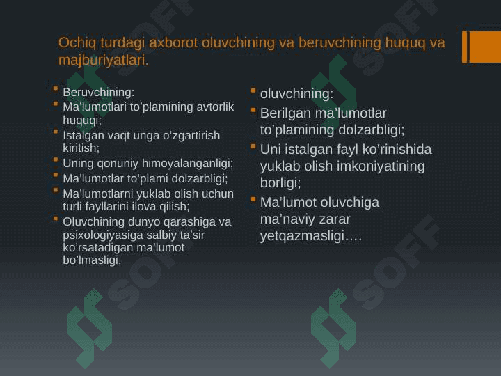 OCHIQ TURDAGI AXBOROT BAZALARI BILAN ISHLASH 4