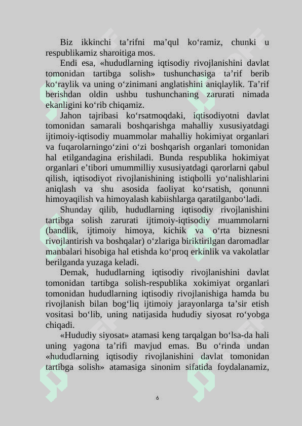 Mintaqalarni ijtimoiy-iqtisodiy rivojlanishini tartibga solish mexanizmlari 6