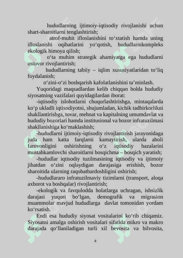 Mintaqalarni ijtimoiy-iqtisodiy rivojlanishini tartibga solish mexanizmlari 8