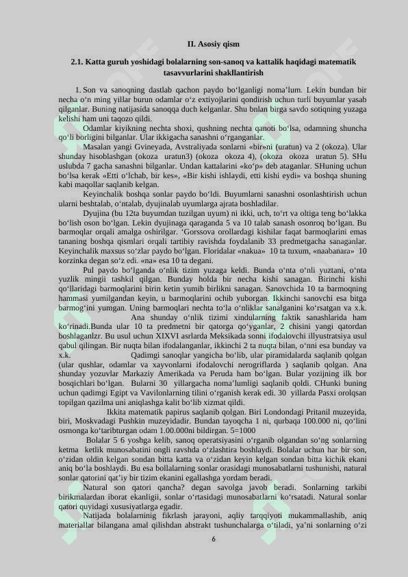 MAKTABGACHA TA’LIM TASHKILOTLARIDA KATTA GURUH YOSHIDAGI BOLALARNING MATEMATIK TASAVVURLARINI SHAKLLANTIRISH 6