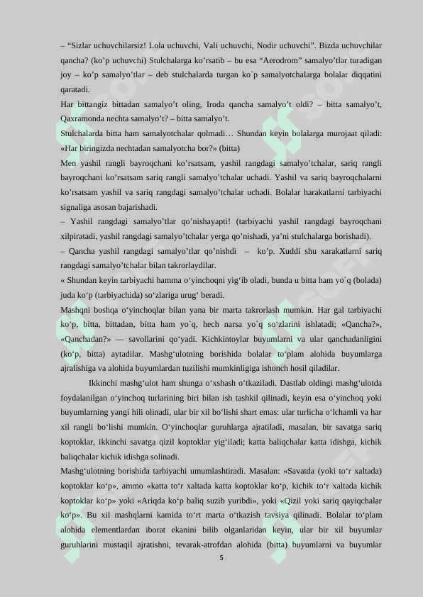 MAKTABGACHA TA’LIM TASHKILOTLARIDA KICHIK GURUH YOSHIDAGI BOLALARNING MATEMATIK TASAVVURLARINI SHAKLLANTIRISH 5