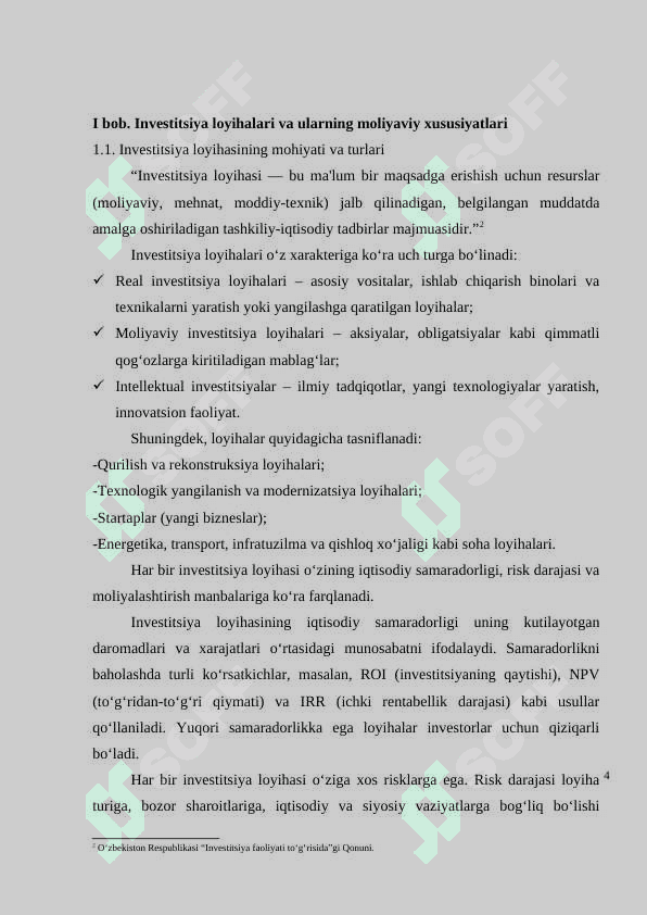 Investitsiya loyihalarini amalga oshirish va moliyalashtirishda sug’urtaning o’rni“ 4