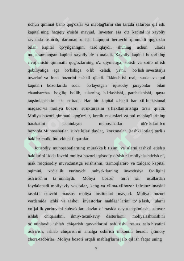 Moliya bozori va uning moliyaviy resurslarni shakllantirishdagi o’rni 6