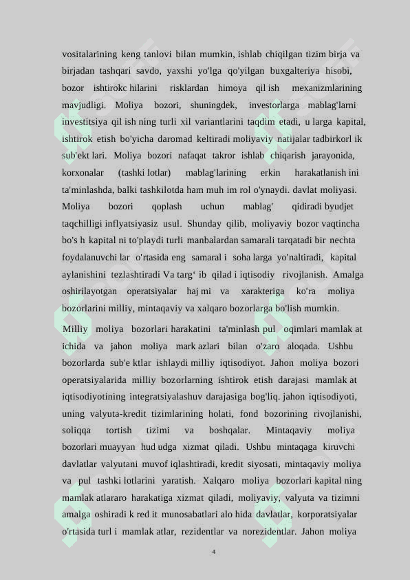 Moliya bozori va uning moliyaviy resurslarni shakllantirishdagi o’rni 7