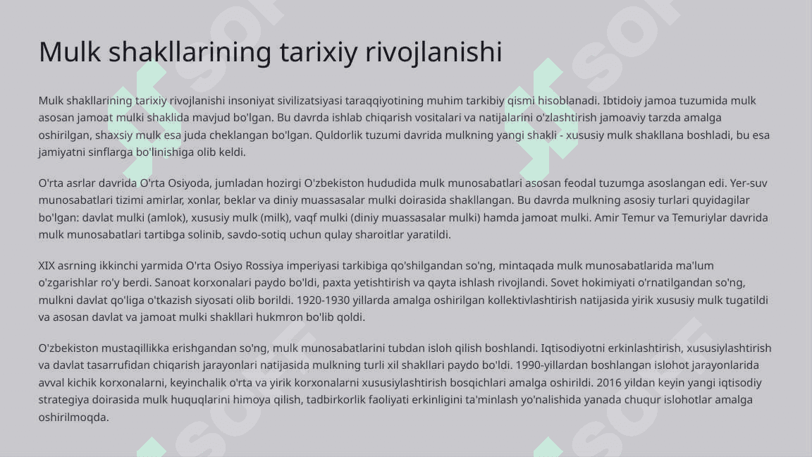 Turli mulk shakllarida manfaatlar tizimi 3