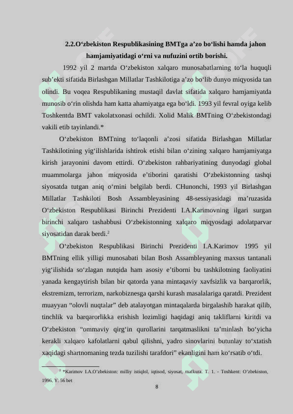 O’zbekiston va  jahon hamjamiyati 8