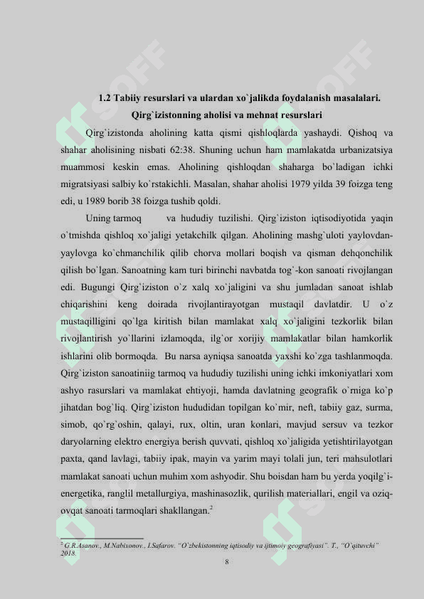 Qirgʻizistonning iqtisodiy geografik tavsifi 8