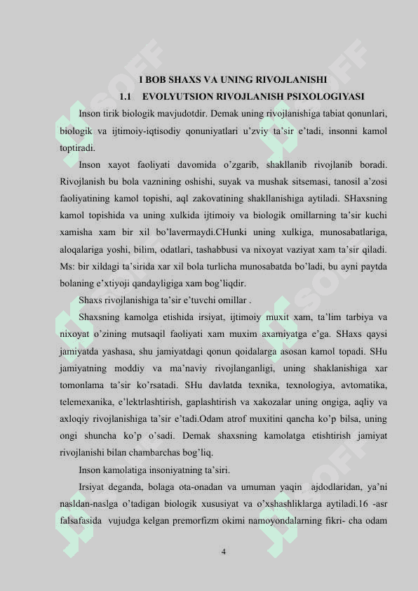 SHAXSINI EVOLYUTSION JIHATDAN RIVOJLANISHI SHAXS NAZARYALARIGA ZAMONAVIY QARASHLAR TAHLILI 4