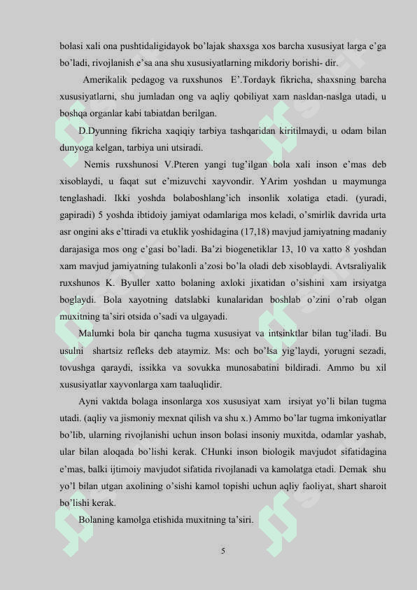 SHAXSINI EVOLYUTSION JIHATDAN RIVOJLANISHI SHAXS NAZARYALARIGA ZAMONAVIY QARASHLAR TAHLILI 5